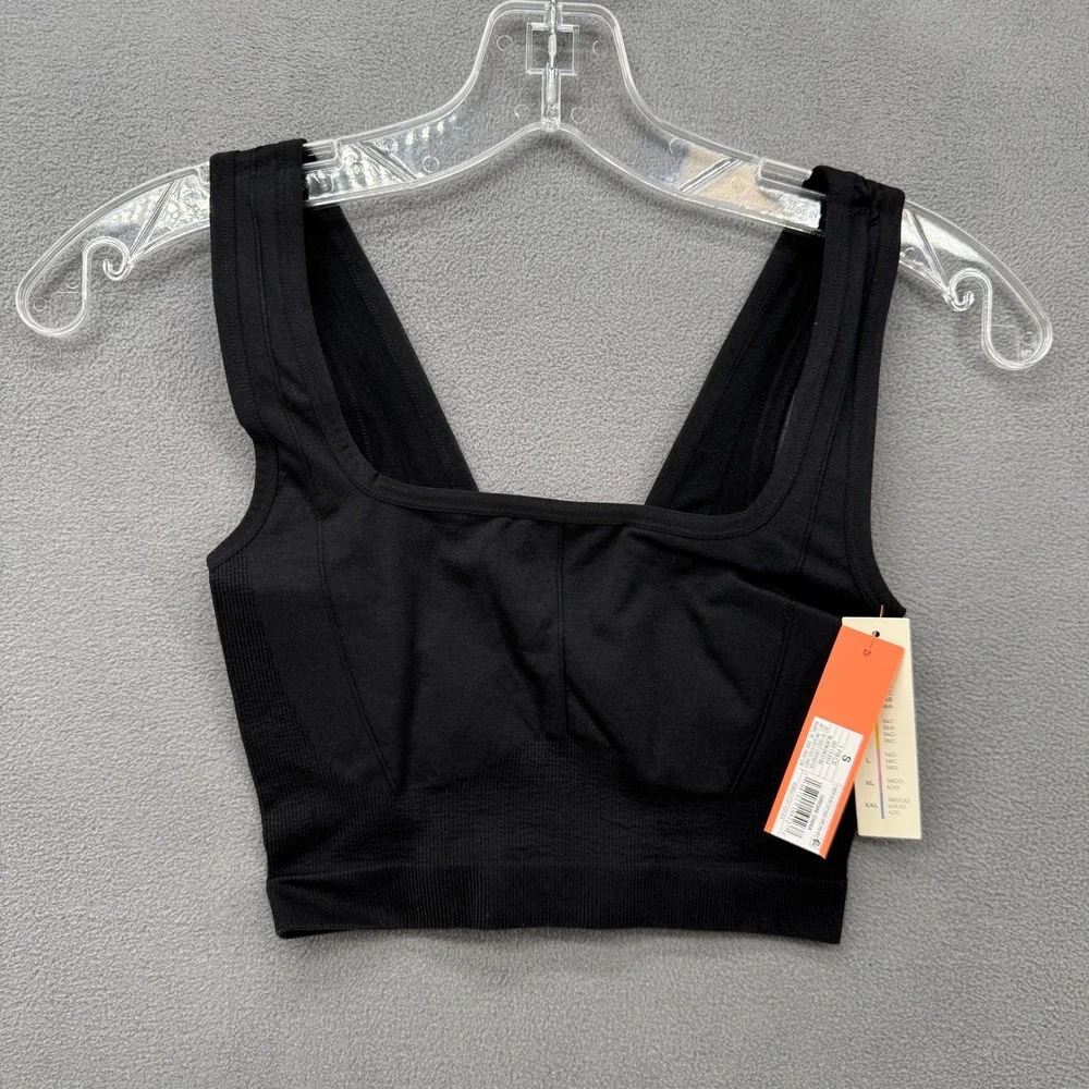 Wild Fable Crop Top Long Sleeve Ribbed & Colsie Seamless Bra Set Black Small NWT